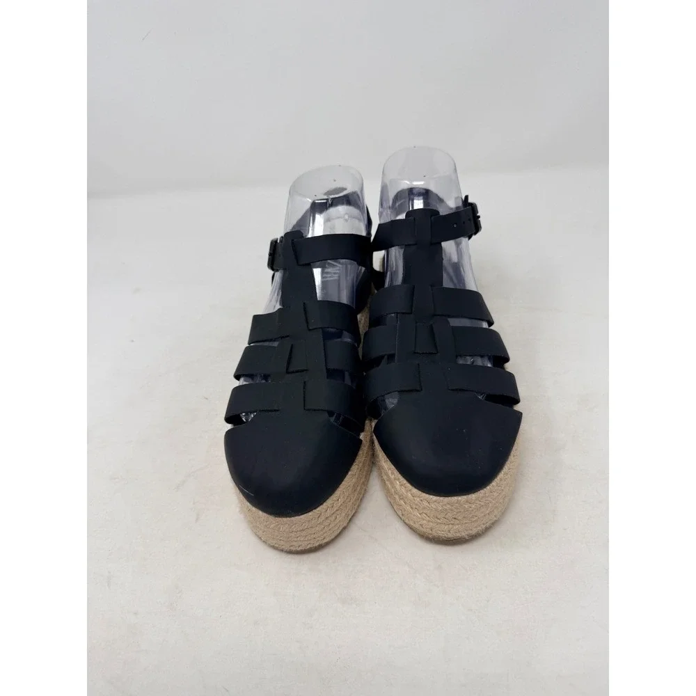 Zara Espadrille Fisherman Sandals Black 38 Platform Flatform Strappy Boho Summer